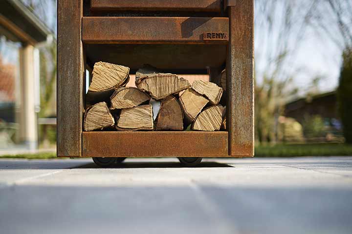 Außenkamin Queruba Staufach Holz