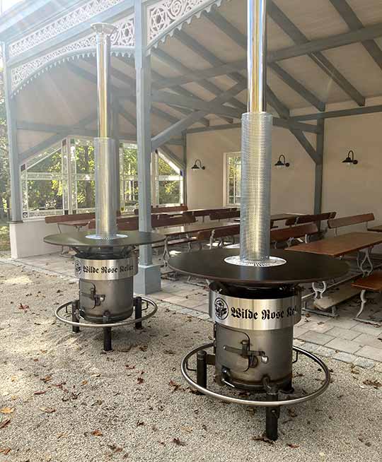 Stehtische beheizt im Biergarten